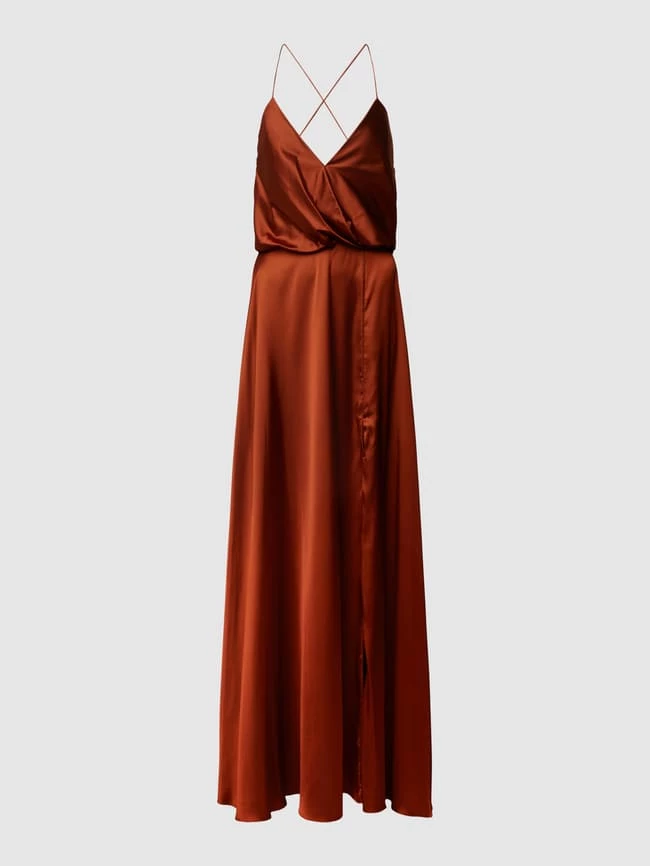Unique Abendkleid Mit Gehschlitz - Cognac 4 Unique Abendkleid Mit Gehschlitz - Cognac – Bild 2
