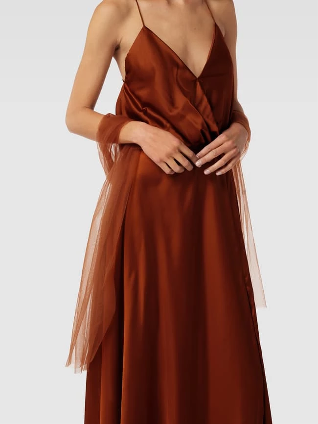 Unique Abendkleid Mit Gehschlitz - Cognac 5 Unique Abendkleid Mit Gehschlitz - Cognac – Bild 3