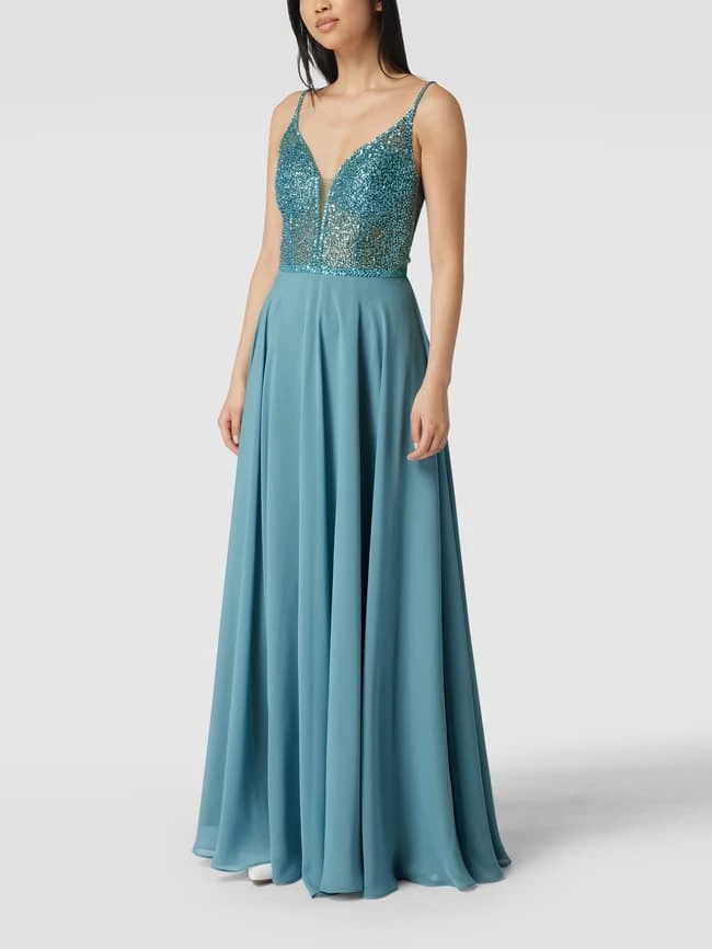 Swing Abendkleid Mit Paillettenbesatz - Bleu 3 Swing Abendkleid Mit Paillettenbesatz - Bleu