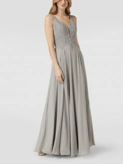 Luxuar Abendkleid Mit Zierbesatz - Mittelgrau