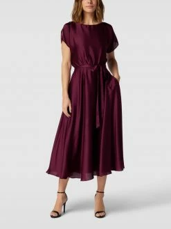 Swing Kleid Mit Taillenband - Bordeaux Rot