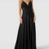 Luxuar Abendkleid Mit Ziersteinbesatz - Schwarz