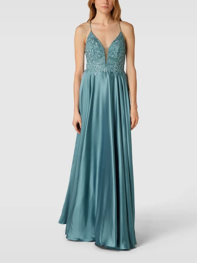 Luxuar Abendkleid Mit Zierbesatz - Aqua Blau 3 Luxuar Abendkleid Mit Zierbesatz - Aqua Blau