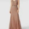 LACE & BEADS Abendkleid Mit Pailletten Und Ziersteinen - Altrosa