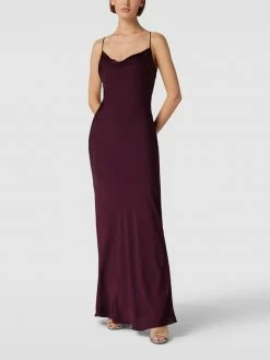 Unique Abendkleid Mit Wasserfall-Ausschnitt - Aubergine