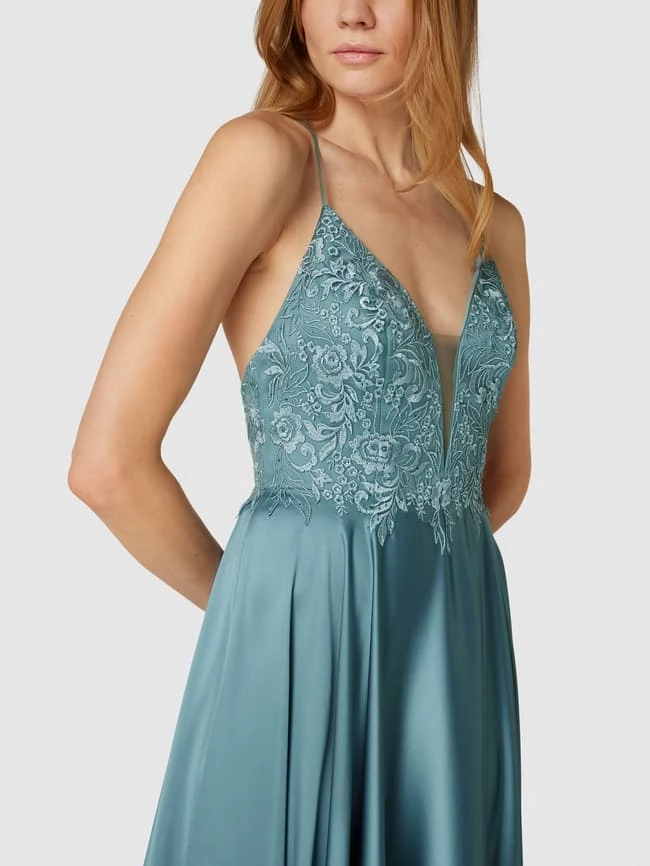 Luxuar Abendkleid Mit Zierbesatz - Aqua Blau 5 Luxuar Abendkleid Mit Zierbesatz - Aqua Blau – Bild 3