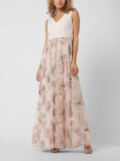 Christian Berg Cocktail Abendkleid Mit Floralen Stickereien - Altrosa Meliert