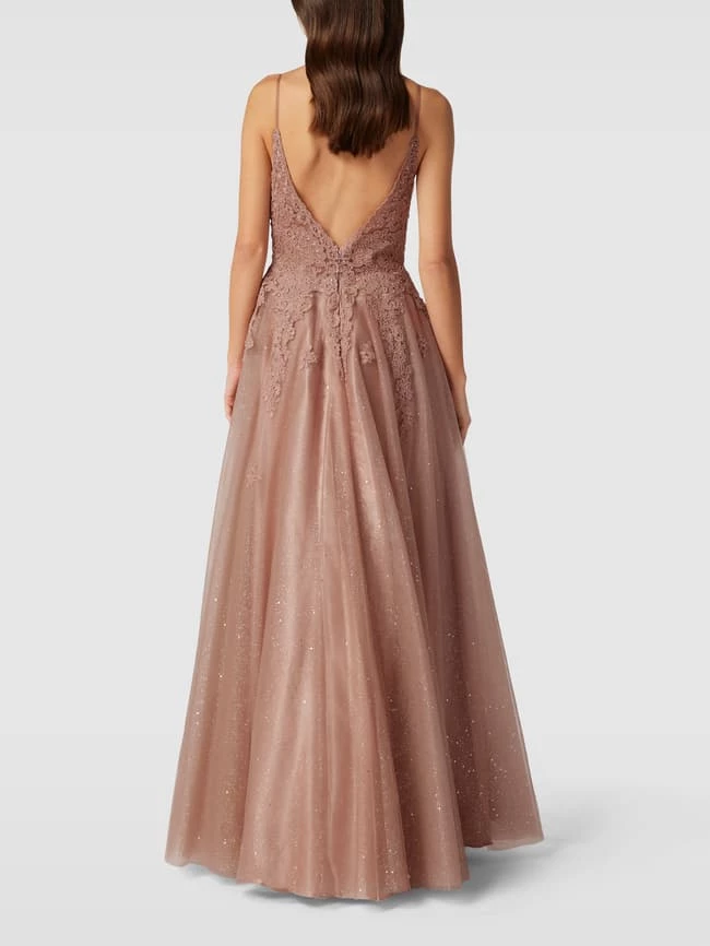 Mascara Abendkleid Mit Floralem Stitching - Taupe 7 Mascara Abendkleid Mit Floralem Stitching - Taupe – Bild 5