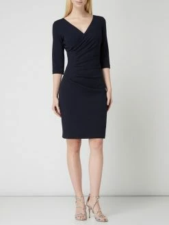 Paradi Cocktailkleid Aus Krepp Mit Drapierten Falten - Dunkelblau