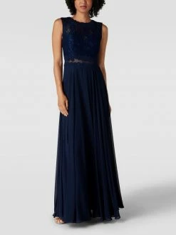 Mascara Abendkleid Mit Floralen Stickereien - Dunkelblau