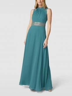 V.M. Abendkleid Mit Lochstickereien - Petrol