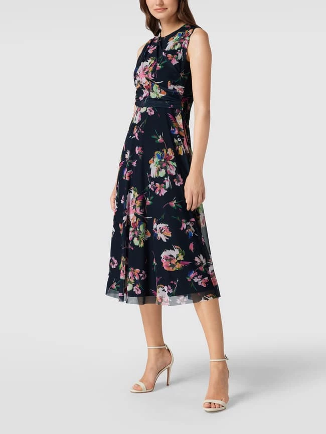 Swing Cocktailkleid Mit Floralem Allover-Muster - Marineblau 3 Swing Cocktailkleid Mit Floralem Allover-Muster - Marineblau