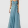 Luxuar Abendkleid Mit Ziersteinbesatz - Rauchblau