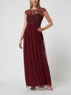 Christian Berg Cocktail Abendkleid Mit Stickereien - Kirschrot Meliert