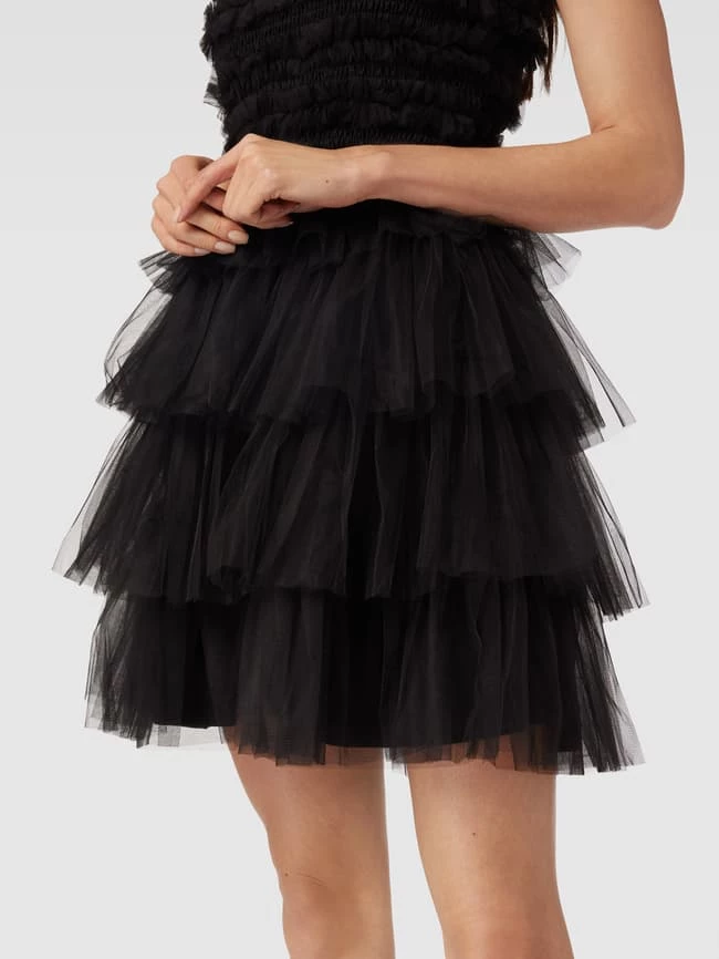 LACE & BEADS Cocktailkleid Mit Smok-Details - Schwarz 5 LACE & BEADS Cocktailkleid Mit Smok-Details - Schwarz – Bild 3