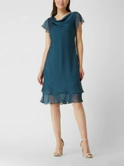 Christian Berg Cocktail Cocktailkleid Aus Chiffon - Petrol Meliert