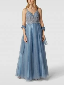 Luxuar Abendkleid Mit Zierbesatz - Rauchblau