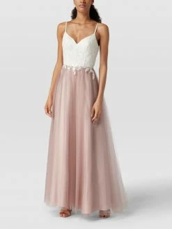Luxuar Abendkleid Mit Kontrastbesatz - Rosé