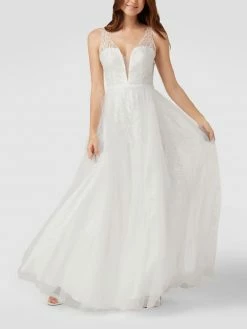 Unique Brautkleid Mit Floralen Stickereien Und Pailletten - Offwhite