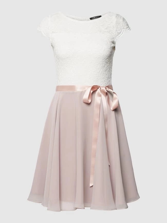 Swing Cocktailkleid Mit Spitzenbesatz - Altrosa 4 Swing Cocktailkleid Mit Spitzenbesatz - Altrosa – Bild 2
