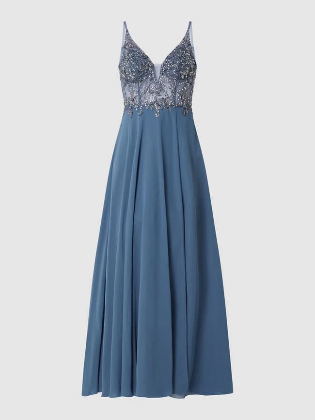 Luxuar Abendkleid Mit Strasssteinen - Rauchblau 4 Luxuar Abendkleid Mit Strasssteinen - Rauchblau – Bild 2