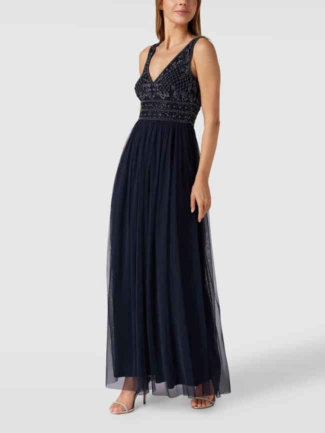 LACE & BEADS Abendkleid Mit Ziersteinen - Dunkelblau 3 LACE & BEADS Abendkleid Mit Ziersteinen - Dunkelblau