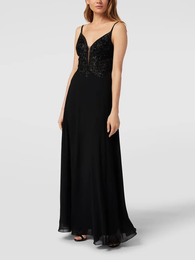 Luxuar Abendkleid Mit Floralem Spitzenbesatz - Schwarz 3 Luxuar Abendkleid Mit Floralem Spitzenbesatz - Schwarz