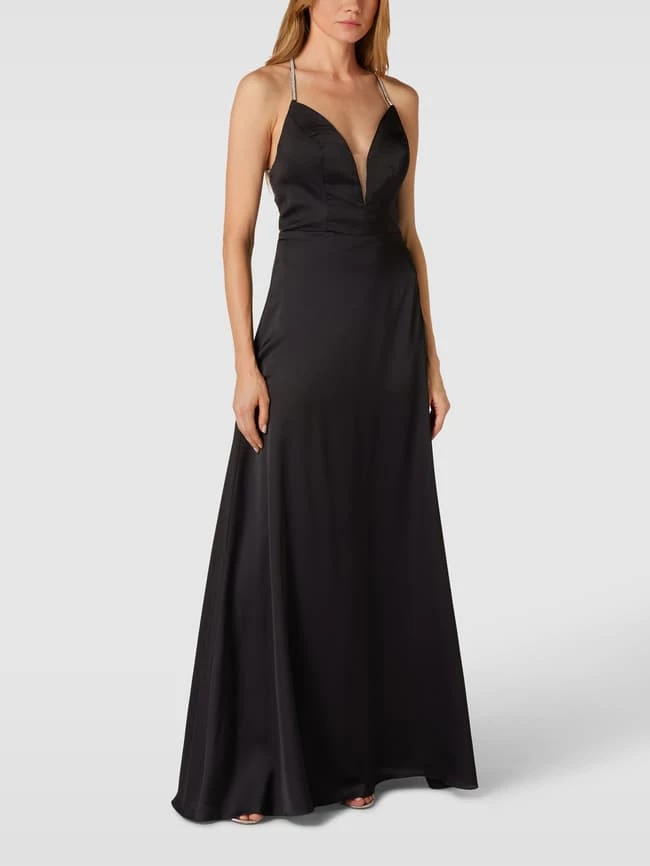 Luxuar Abendkleid Mit Strasssteinbesatz - Schwarz 3 Luxuar Abendkleid Mit Strasssteinbesatz - Schwarz