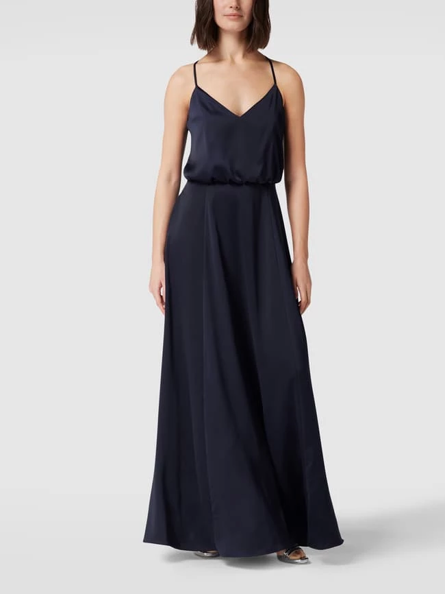 V.M. Abendkleid In Maxilänge Mit V-Ausschnitt - Marineblau 3 V.M. Abendkleid In Maxilänge Mit V-Ausschnitt - Marineblau