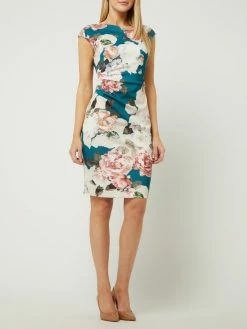 Swing Cocktailkleid Mit Floralem Muster - Petrol