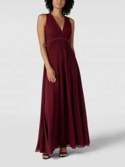 Jake*s Cocktail Abendkleid In Maxilänge Mit Zierbesatz - Kirschrot Meliert