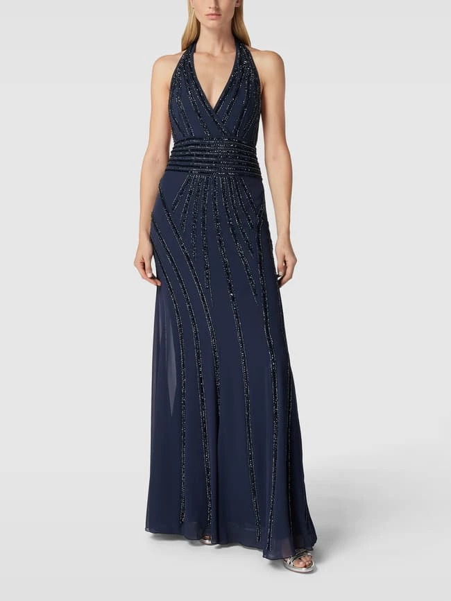 LACE & BEADS Abendkleid Mit Zierbesatz - Marineblau 3 LACE & BEADS Abendkleid Mit Zierbesatz - Marineblau