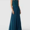 Mascara Abendkleid Mit Zierbesatz - Petrol