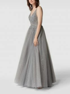 Mascara Abendkleid Mit Floralen Stickereien - Stein