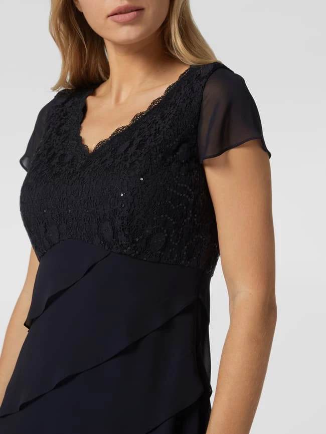 Christian Berg Cocktail Cocktailkleid Aus Spitze Und Chiffon - Marineblau Meliert 5 Christian Berg Cocktail Cocktailkleid Aus Spitze Und Chiffon - Marineblau Meliert – Bild 3