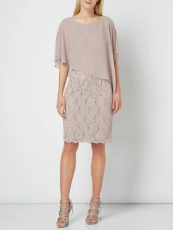 Swing Cocktailkleid Aus Floraler Spitze - Beige