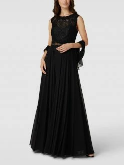 Mascara Abendkleid Mit Floralen Stickereien - Schwarz