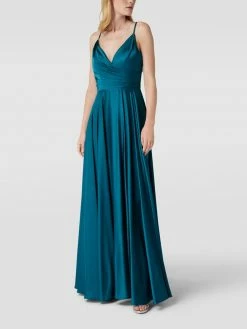 Mascara Abendkleid Mit Gelegten Falten - Petrol