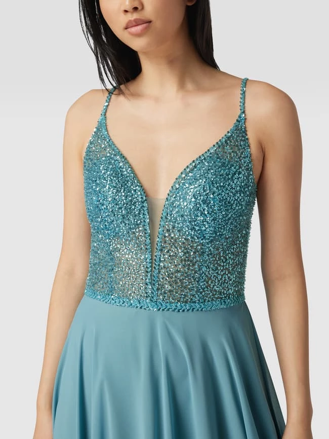 Swing Abendkleid Mit Paillettenbesatz - Bleu 5 Swing Abendkleid Mit Paillettenbesatz - Bleu – Bild 3