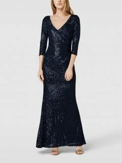 Christian Berg Cocktail Abendkleid Mit Paillettenbesatz - Dunkelblau