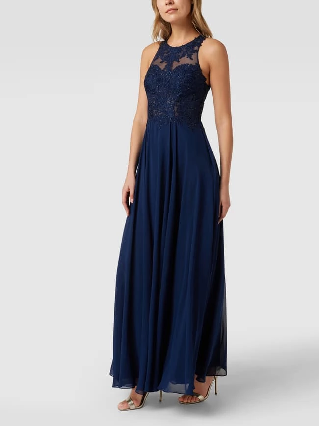 Mascara Abendkleid Mit Floralen Stickereien - Dunkelblau 6 Mascara Abendkleid Mit Floralen Stickereien - Dunkelblau – Bild 4