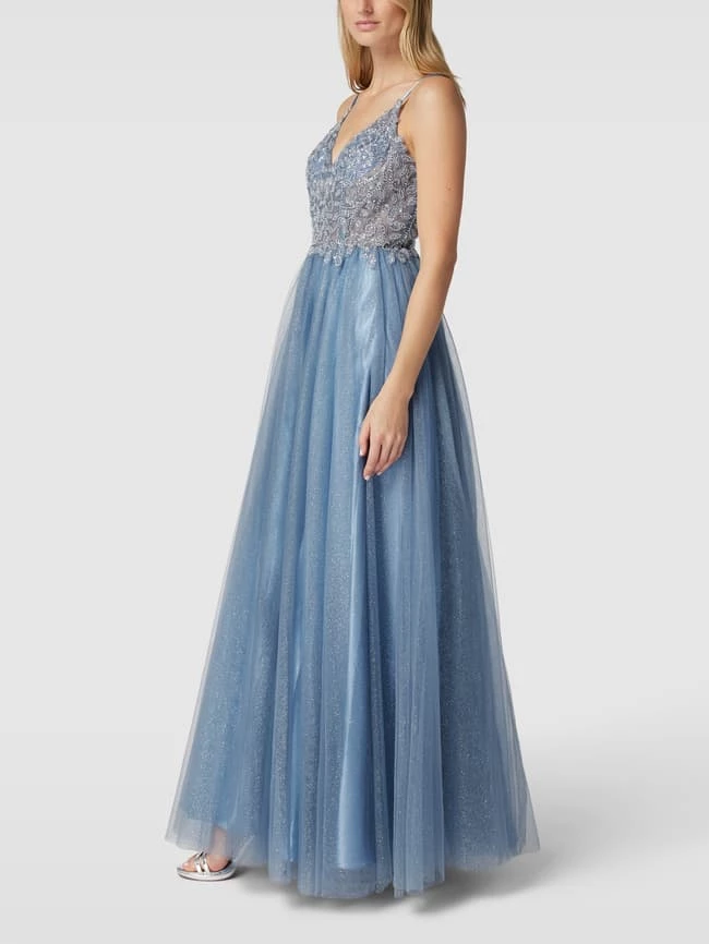 Luxuar Abendkleid Mit Zierbesatz - Rauchblau 6 Luxuar Abendkleid Mit Zierbesatz - Rauchblau – Bild 4