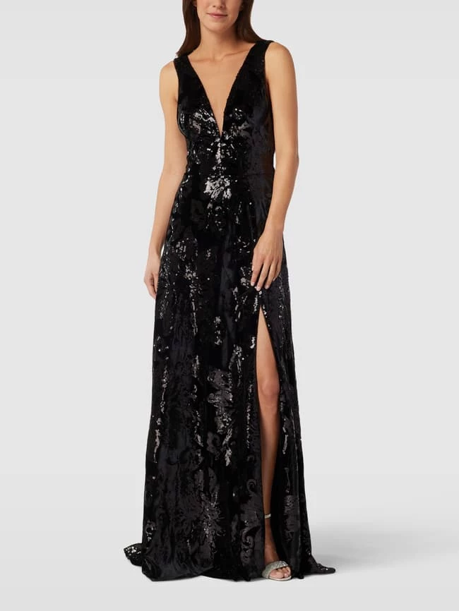 Unique Abendkleid Mit Paillettenbesatz - Schwarz 3 Unique Abendkleid Mit Paillettenbesatz - Schwarz