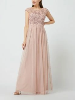 Christian Berg Cocktail Abendkleid Mit Stickereien - Altrosa