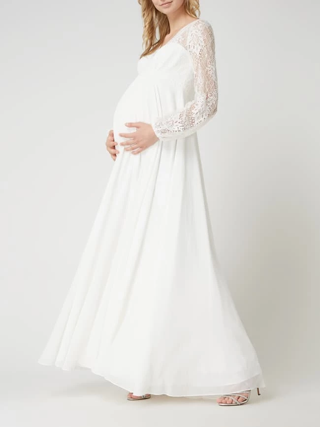 Luxuar Umstandsbrautkleid Aus Spitze Und Chiffon - Offwhite 3 Luxuar Umstandsbrautkleid Aus Spitze Und Chiffon - Offwhite