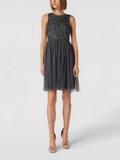LACE & BEADS Cocktailkleid Mit Paillettenbesatz - Anthrazit