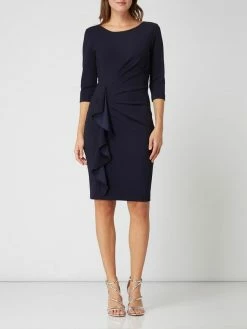 Paradi Cocktailkleid Mit Drapierung Und Volantbesatz - Dunkelblau