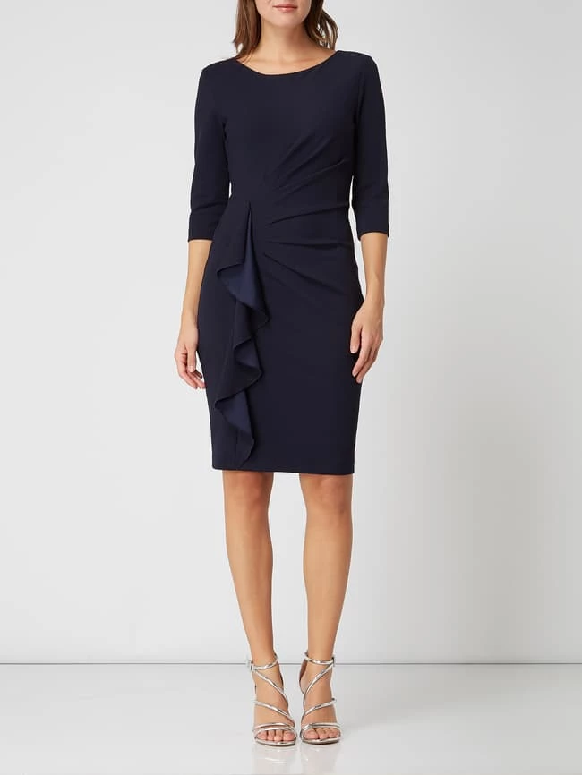 Paradi Cocktailkleid Mit Drapierung Und Volantbesatz - Dunkelblau 3 Paradi Cocktailkleid Mit Drapierung Und Volantbesatz - Dunkelblau