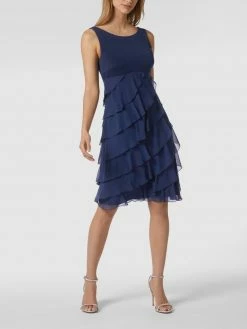 Swing Cocktailkleid Aus Chiffon Im Stufen-Look - Dunkelblau