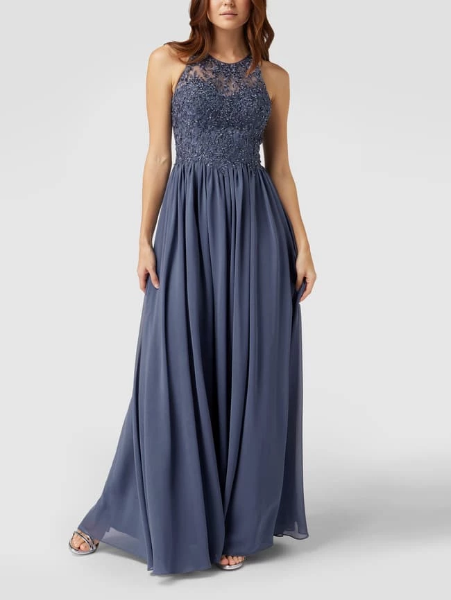 Laona Abendkleid Mit Floralen Stickereien - Rauchblau 3 Laona Abendkleid Mit Floralen Stickereien - Rauchblau